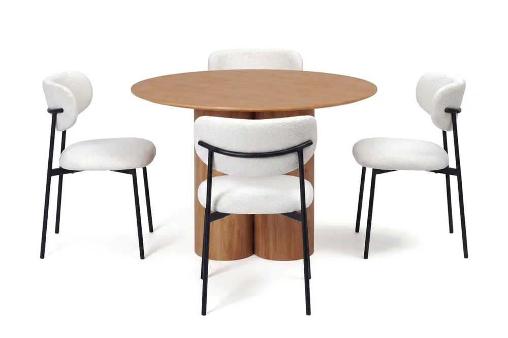 Juno spisegruppe rund 110 cm eik med 4 Lucy spisestoler v:2393656