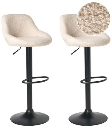 Sett med 2 barstoler MEDULIN Bouclé Lys beige v:1237843 Sett med 2 barstoler MEDULIN Bouclé Lys beige v:1237843