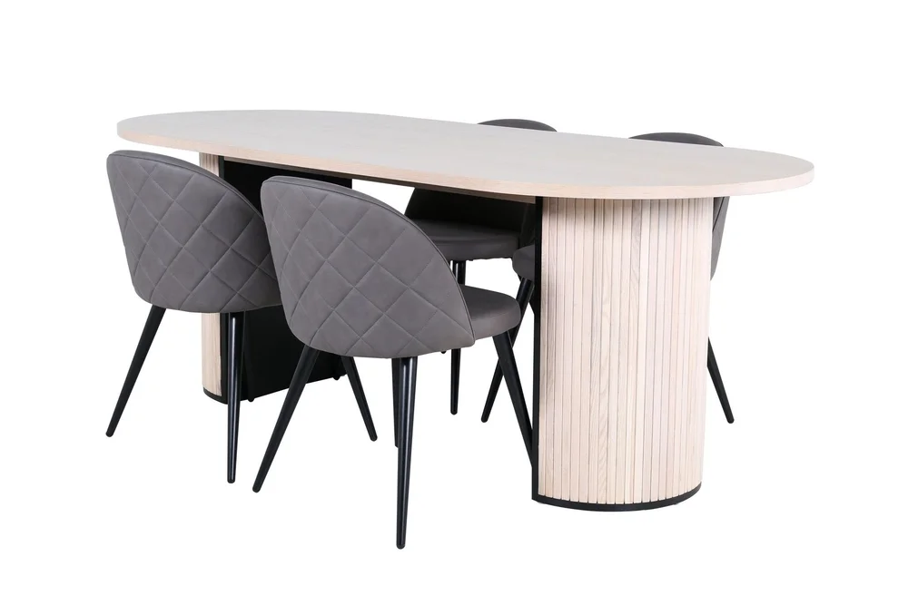 Bianca Spisegruppe 200 cm Oval med 4 Velvet Stoler v:6836211