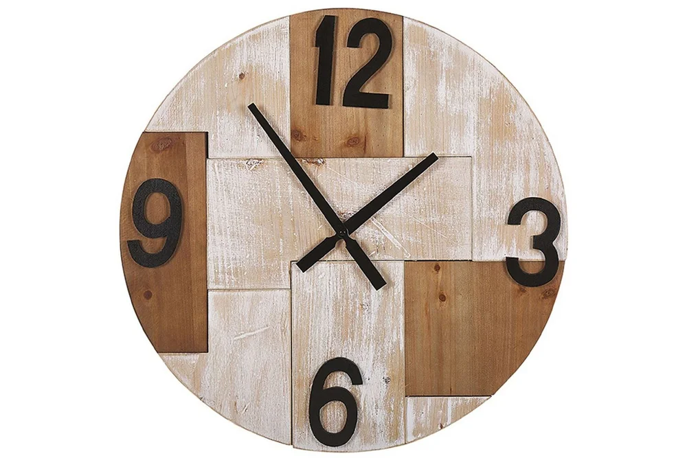 Väggklocka Beliani Michapan Light colored wood||Dark colored wood||Black v:1581460 Väggklocka Beliani Michapan Light colored wood||Dark colored wood||Black v:1581460
