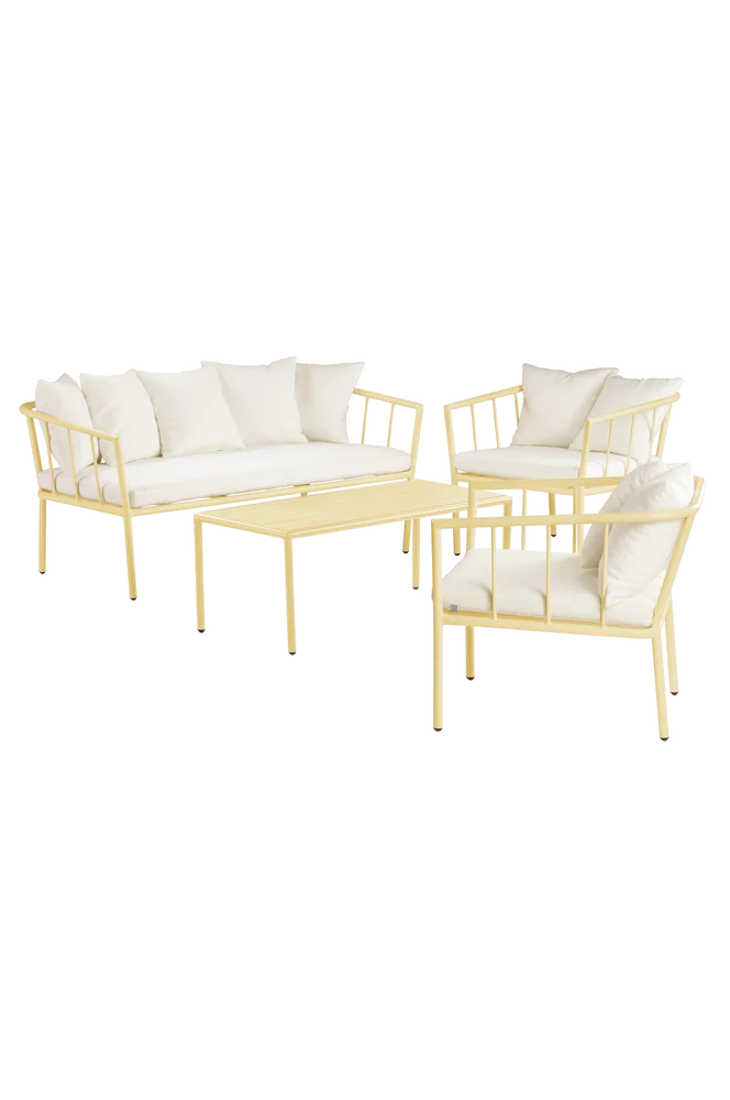 MENTON loungemøblement – 4 deler – Gul – Utemøbler & hage | m v:6124587