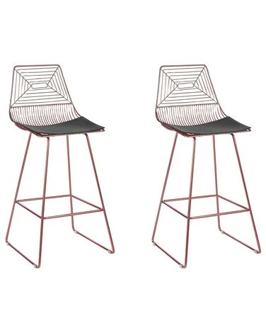 Sett med 2 barstoler BISBEE Metall Rosegull v:7334394