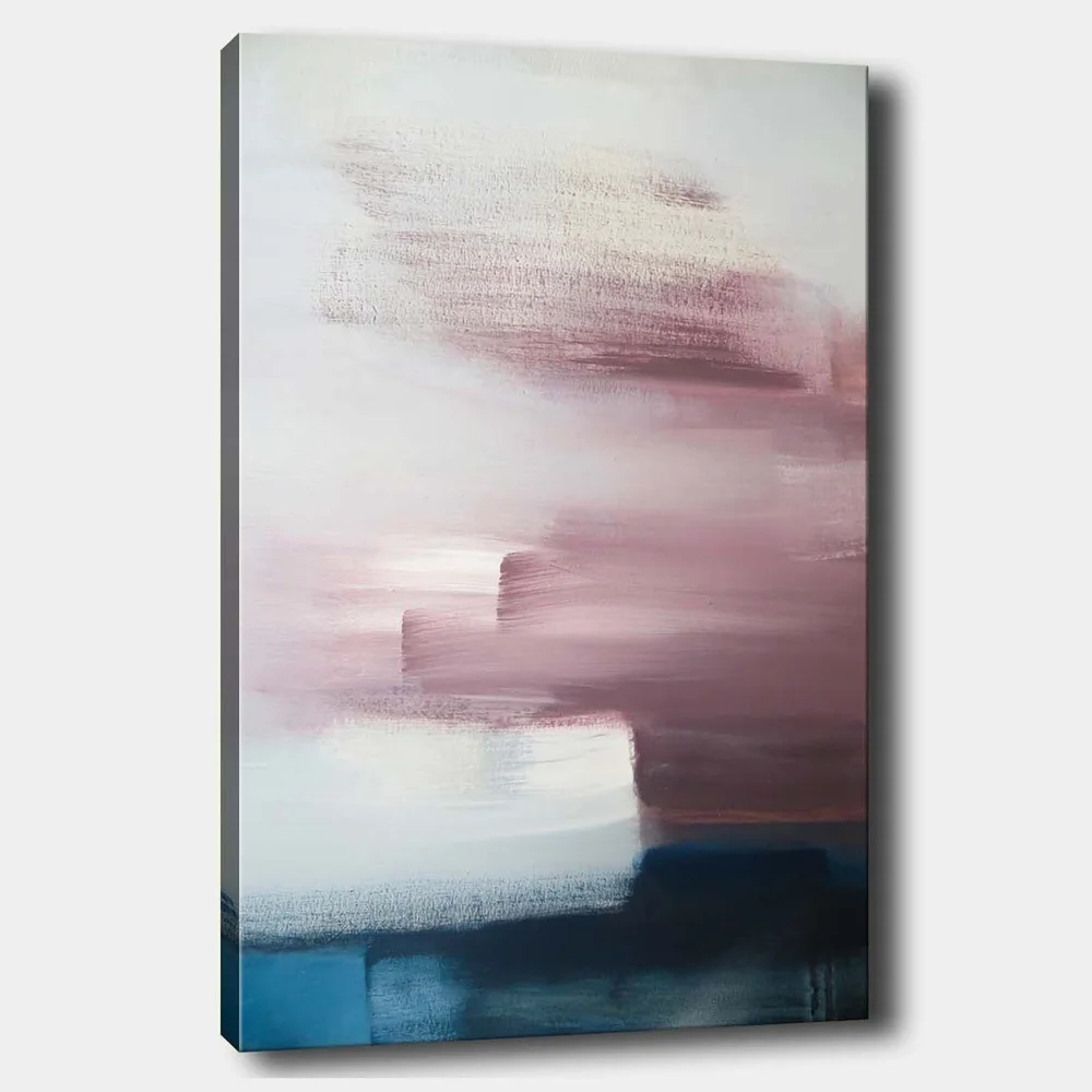 Lerretsbilde 70x100 cm - Abstrakt komposisjon med myke fargeoverganger i rosa og blå nyanser v:7216467