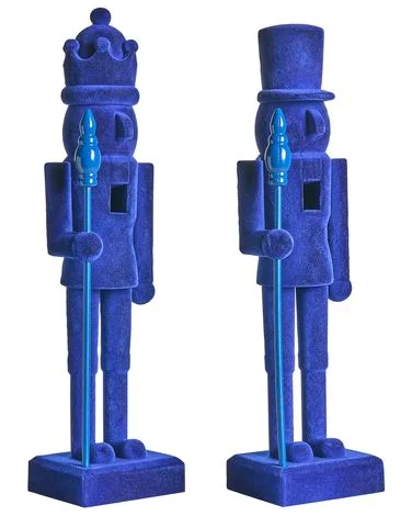 Sett med 2 figurer FLATEY 40 cm Nøtteknekker Blå v:8089764
