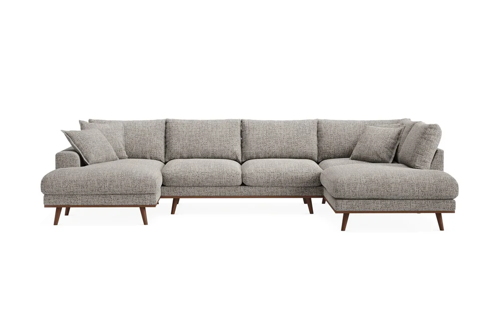 Copenhagen Premium 5-personers Højrevendt U-formet Dyb Sofa med Divan og Chaiselong i Chenille v:2030573