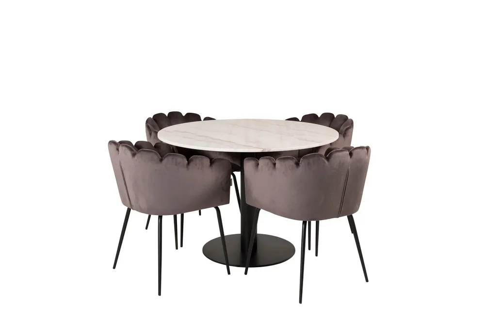 Estelle Spisegruppe 106 cm Rund med 4 Limhamn Stoler v:6045994