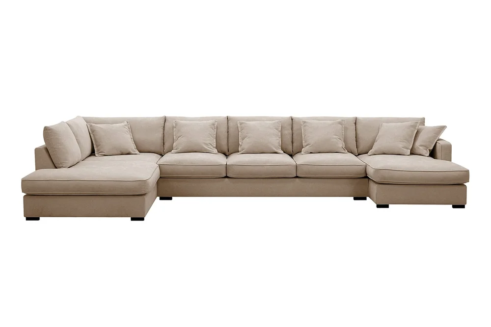 Rossita Lyx 6-seters venstrevendt U-formet ekstra dyp sofa med divan og sjeselong i stoff v:5710281