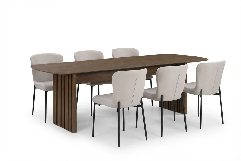 Richeto spisegruppe røkt eik 240 cm med 6 Elsie spisestoler v:7676672