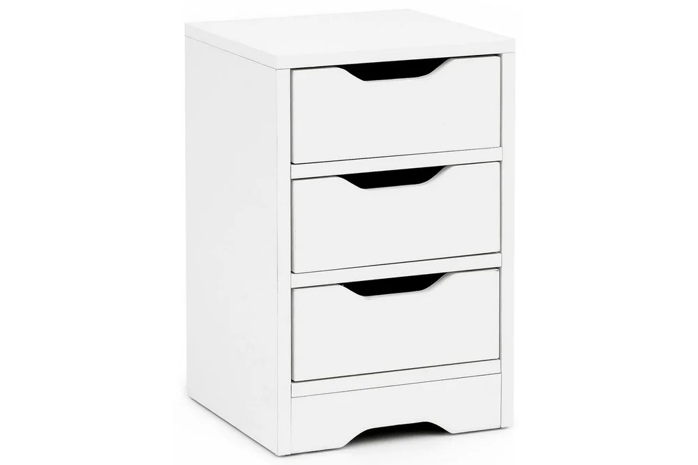 Nattbord Wohnling med 3 skuffer i et enkelt, moderne design for rammemadrass Hvit v:1249482