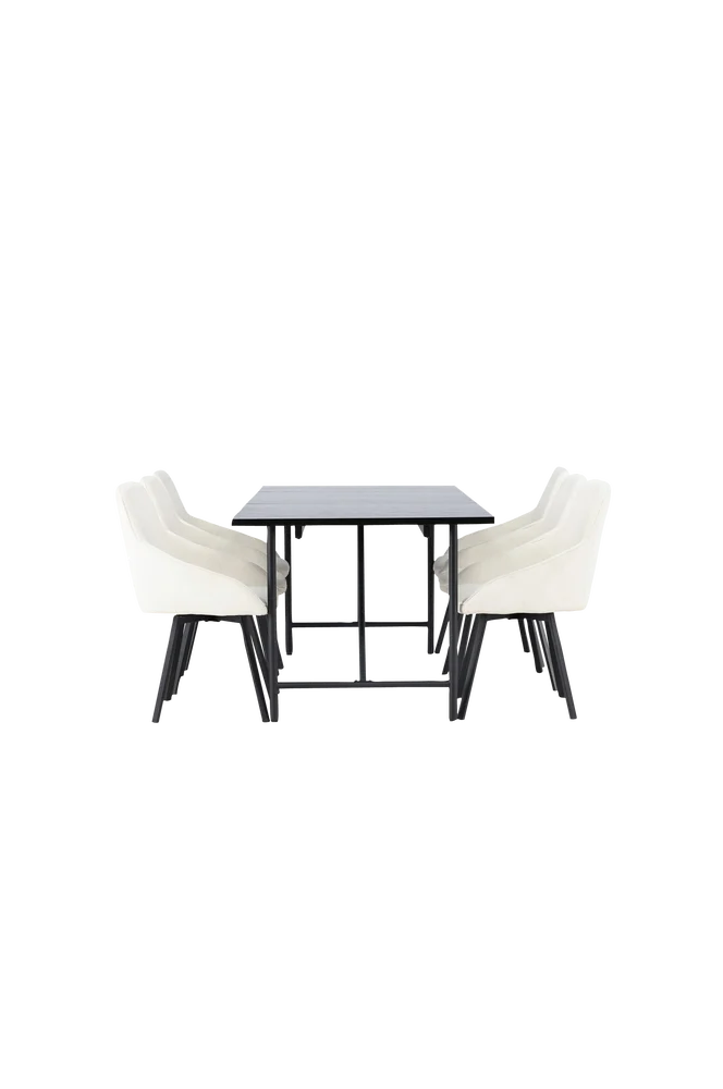Spisegruppe Astrid med 6 stk stoler Rosie – Hvit m v:6269177