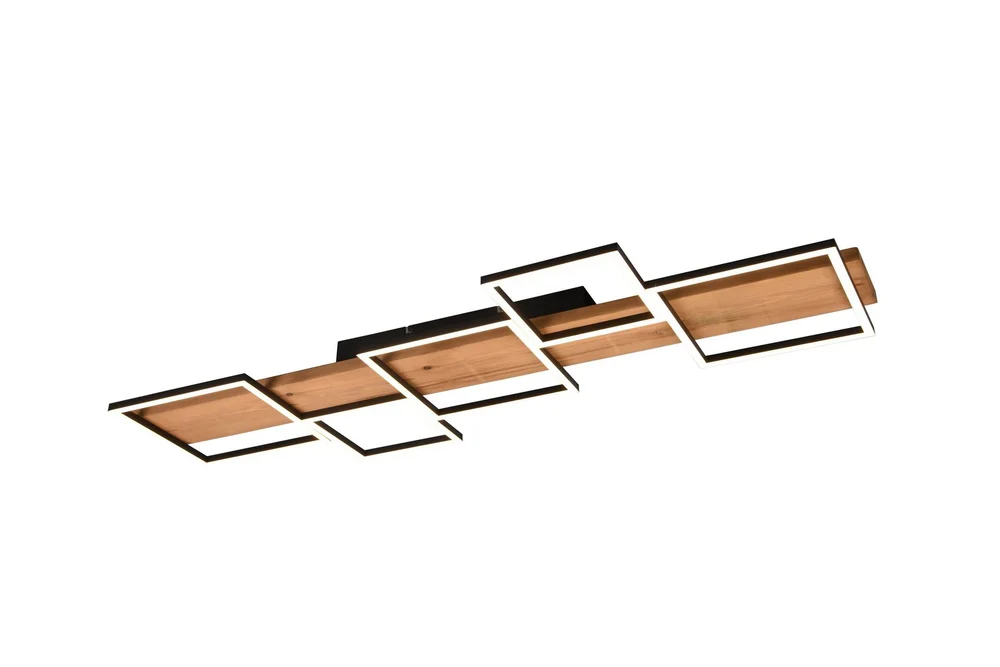Harper LED-Taklampe 115 cm Mattsvart/Tre v:4583376