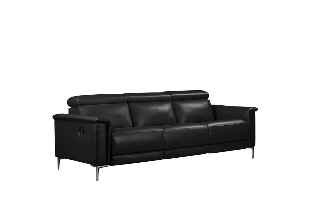 Sofa 3-seter Lund Svart, PU, Manuell hvilestol v:9126152