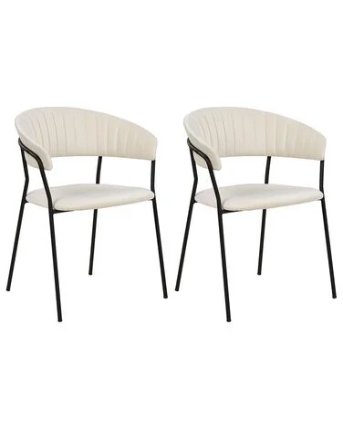 Sett med 2 spisestoler MARIPOSA Fløyel Off white v:8671717 Sett med 2 spisestoler MARIPOSA Fløyel Off white v:8671717