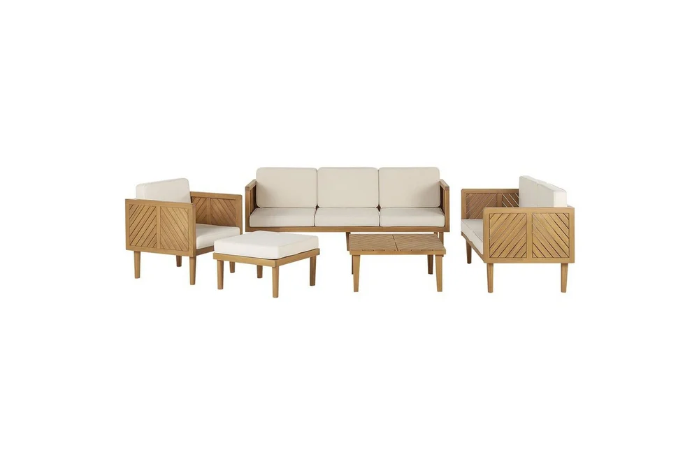 3-sitssoffa med fåtöljer Beliani Baratti Light wood||Beige v:6194883 3-sitssoffa med fåtöljer Beliani Baratti Light wood||Beige v:6194883