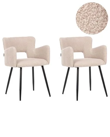 Sett med 2 spisestoler SANILAC Bouclé Beige v:3669505