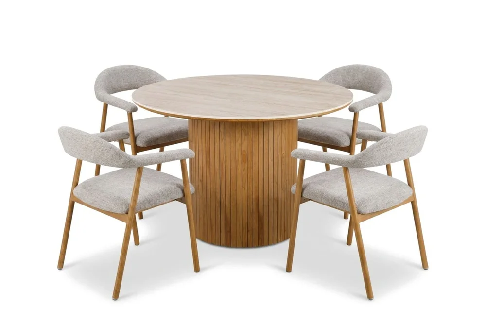 Arvo Spisegruppe rund 120 cm Eik med 4 Ronja Spisestoler v:5898298 Arvo Spisegruppe rund 120 cm Eik med 4 Ronja Spisestoler v:5898298