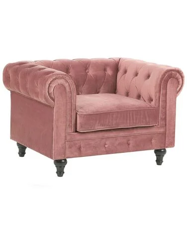 Lenestol CHESTERFIELD Fløyel Rosa v:1729893 Lenestol CHESTERFIELD Fløyel Rosa v:1729893