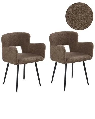 Sett med 2 spisestoler SANILAC Bouclé Brun v:3419680